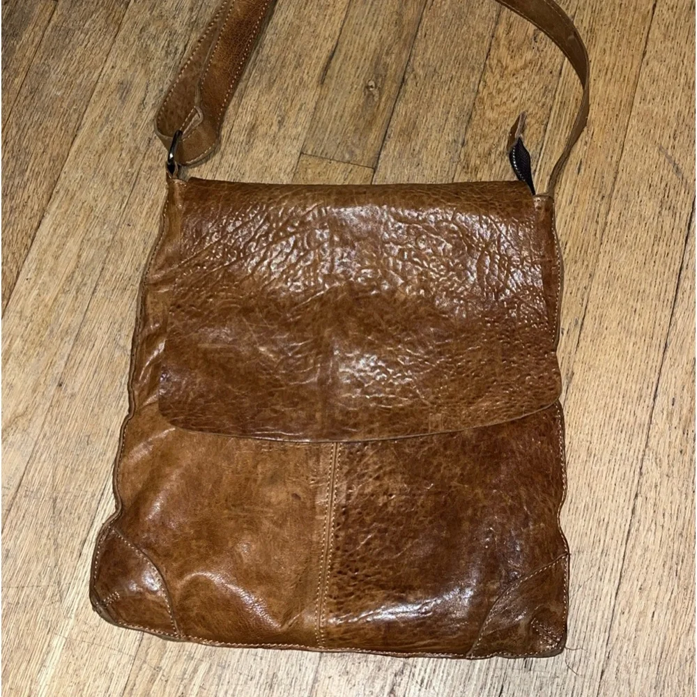 MAXON soft textured leather messenger crossbody bag